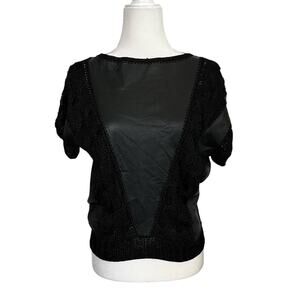 Vintage Leather & Crochet Top
